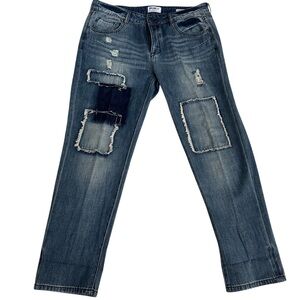 William Rast Women’s Slouchy Boyfriend Distressed Casual Patchwork Blue Jeans 30